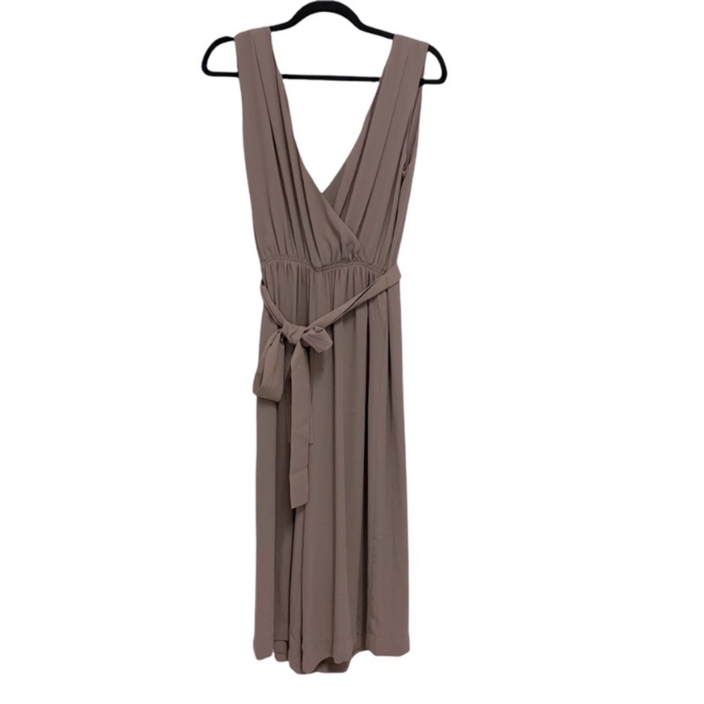 Babaton Maximillian Belted Sleeveless Wide Leg Jumpsuit Taupe